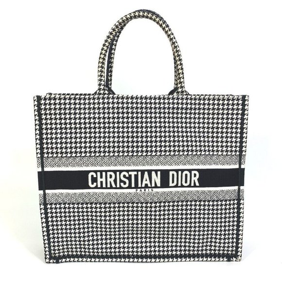 Authentic Dior Staggered pattern Hound Tooth Embroidery Book tote Tote Bag - Picture 1 of 12